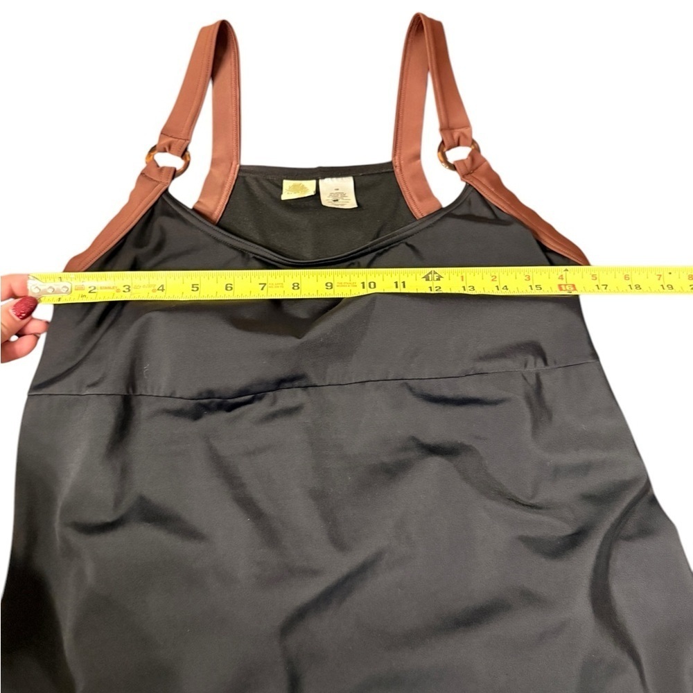 ISLANDER Women's Swimsuit Solid Black Brown Straps Slimming Plus Size 18W - Picture 10 of 12